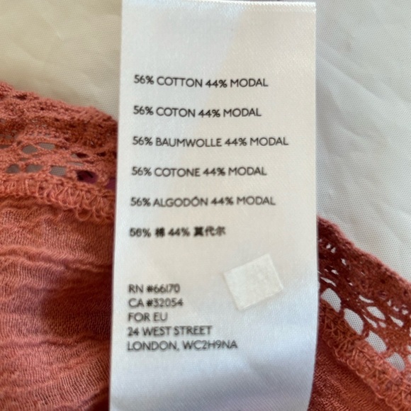 FREE PEOPLE Jasmine Victorian Ruffle Lace Trim Cropped Blouse Rose Size XS - Picture 11 of 13